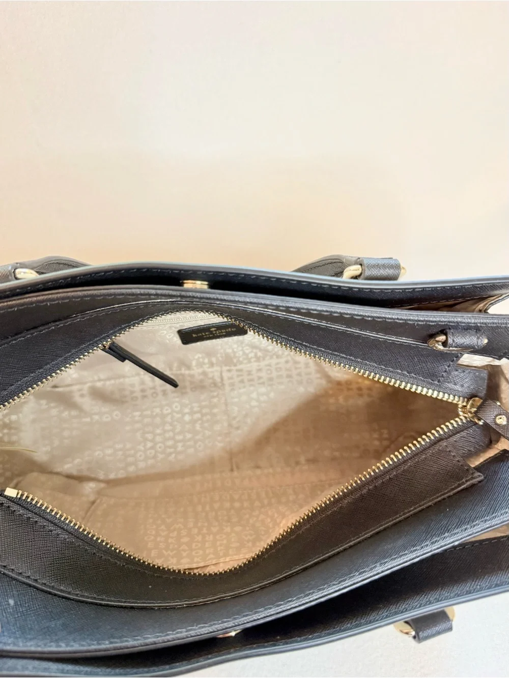 Kate Spade Black and Cream Two-Tone Structured Satchel